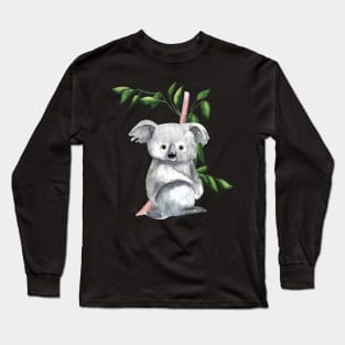 Lovely Koala Bear Drawing Cute Australian Native Gift Long Sleeve T-Shirt